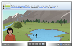 Screenshot of a task that shows a lake in a mountain setting.