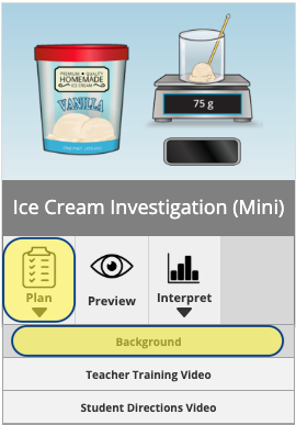 Ice cream task with the preview link highlighted and Background within it is also highlighted.